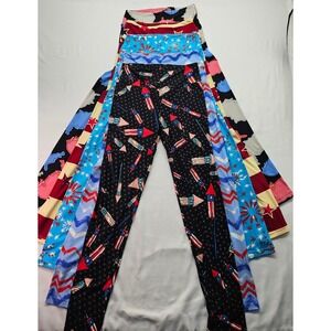 LuLaRoe Leggings Lot of 5 Patriotic Americana 4th of July Stars Stripes OS Women